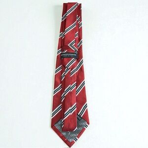 Giorgio Armani 100% Silk Red Black & White Stripe Classic‎ Business Tie